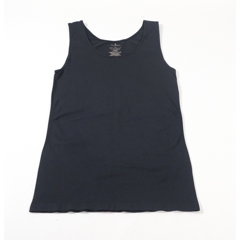 Worthington Tank Top Women L/XL Black Suitable Seamless Scoop Neck Stretch Basic